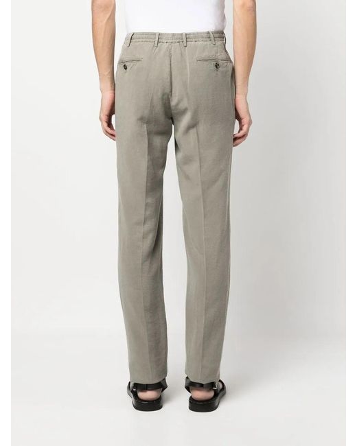 PT Torino Gray Pressed-Crease Straight Trousers for men