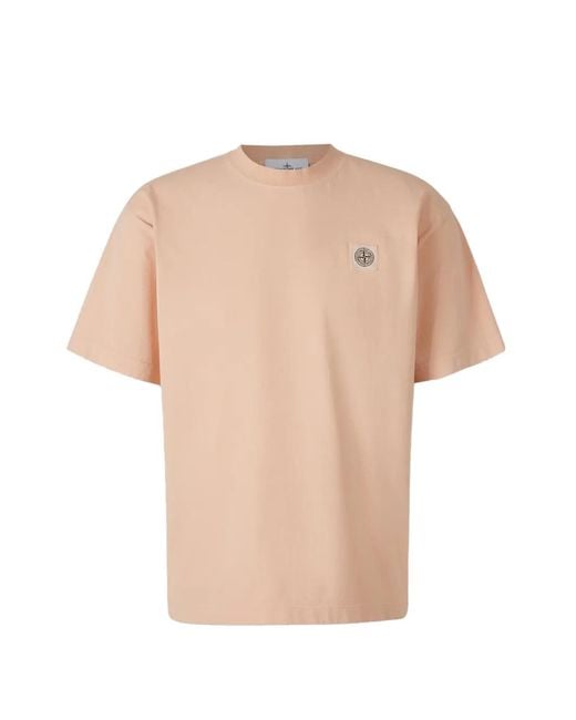 Stone Island Natural Ribbed Insignia Patch T-Shirt for men