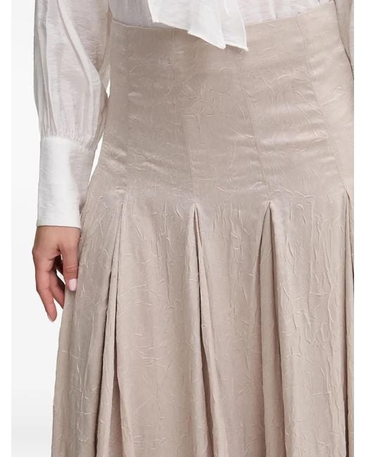 INTROPIA Natural Textured Pleated Midi Skirt