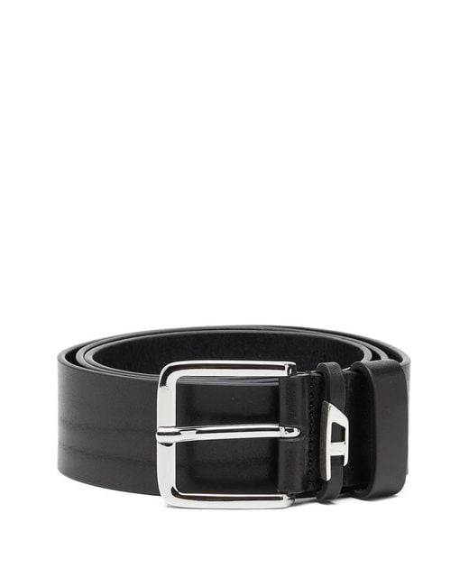 DIESEL Black 4 Cm Crinkle Leather Belt for men