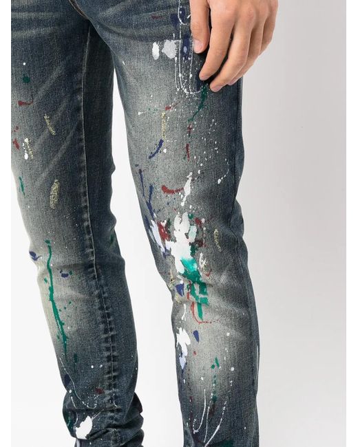 God's Masterful Children Blue Artist Hand-Painted Jeans for men
