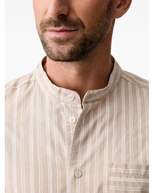 Benetton Natural Striped Band-Collar Shirt for men