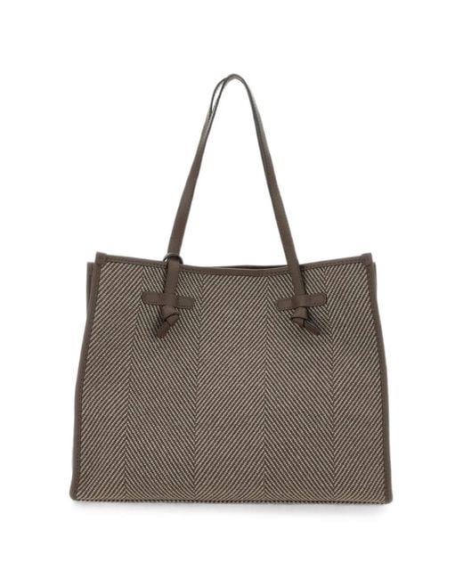 MARCELLA CLUB Brown Marcella Herringbone-Pattern Tote Bag