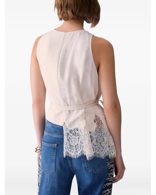 Liu Jo Pink Jacquard Top With Lace Details