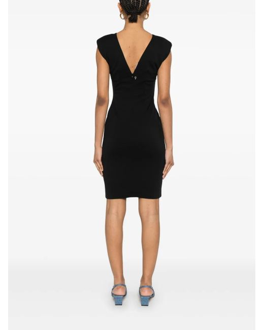 Dondup Black Logo-Plaque Midi Dress