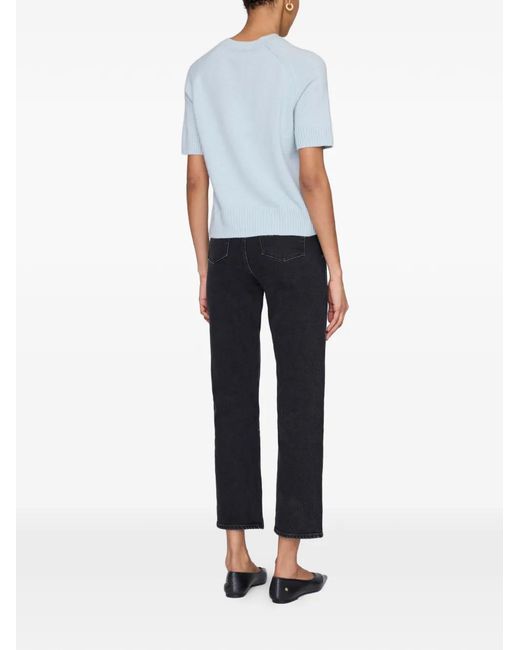 Anine Bing White Jackson Short-Sleeve Sweater