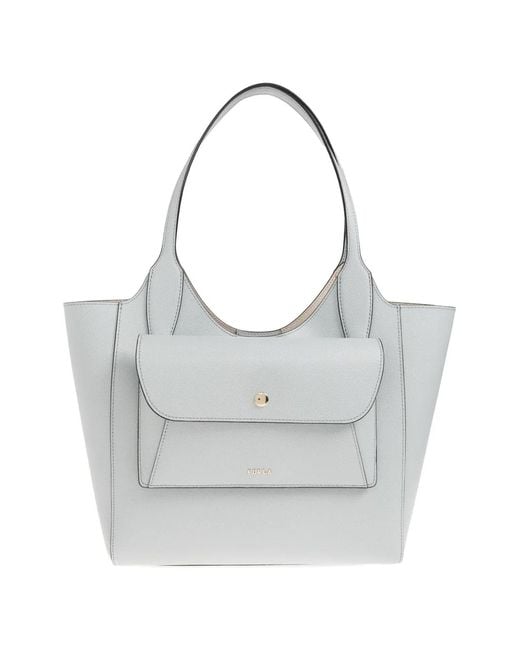 Furla Gray Small Lea Tote Bag