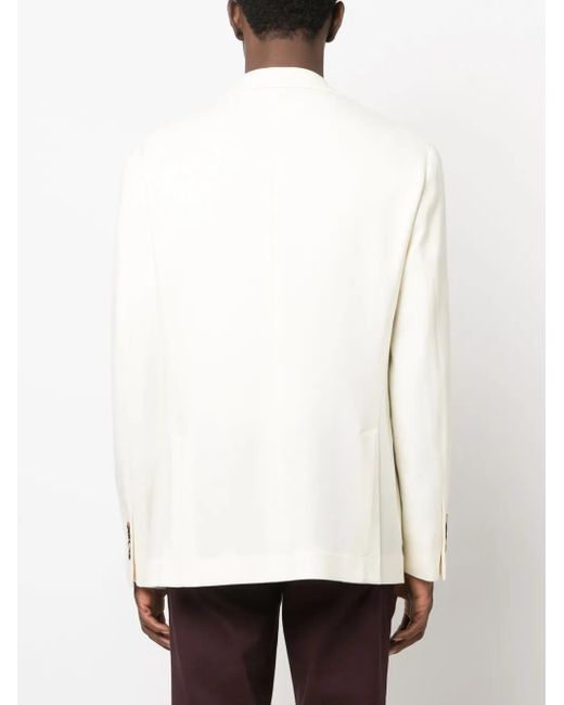Brunello Cucinelli Natural Single-Breasted Wool-Blend Blazer for men