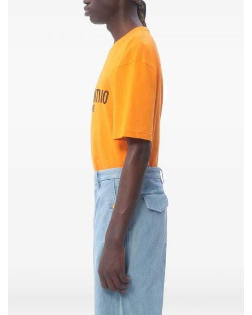 Valentino Garavani Orange Printed T-Shirt for men
