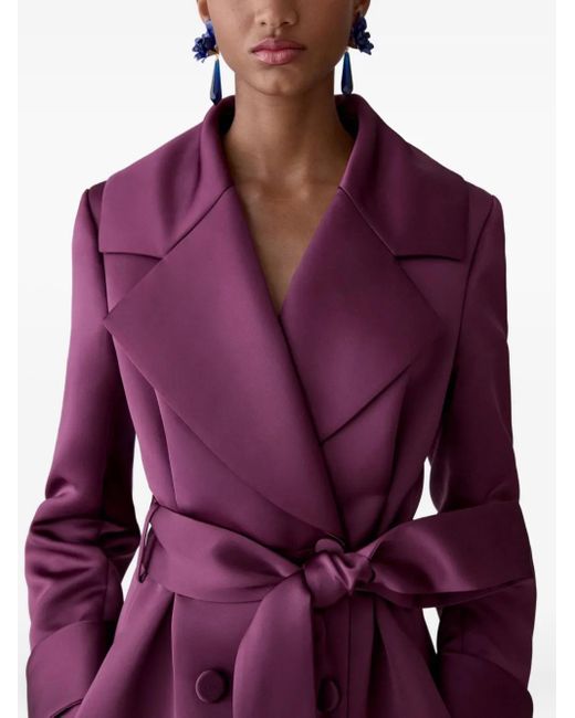 Carolina Herrera Purple Belted Satin Trench Coat