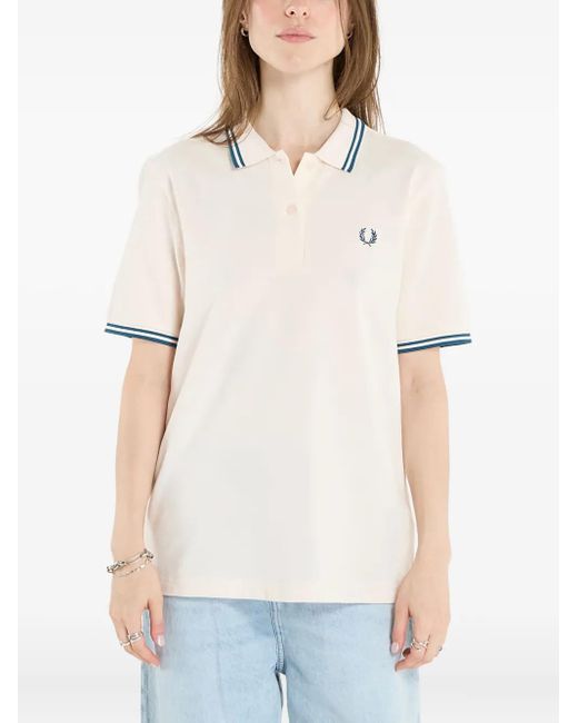 Fred Perry White Striped-Trim Polo Shirt