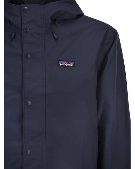 Patagonia Blue Hooded Rain Jacket for men
