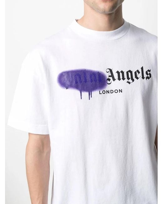 Palm Angels White Spray Paint-Print T-Shirt for men