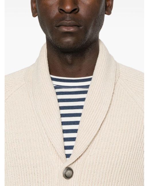 Brunello Cucinelli Natural Ribbed-knit Cardigan for men