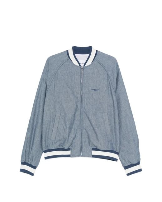 Givenchy Blue Logo-Embroidered Striped-Pattern Jacket for men