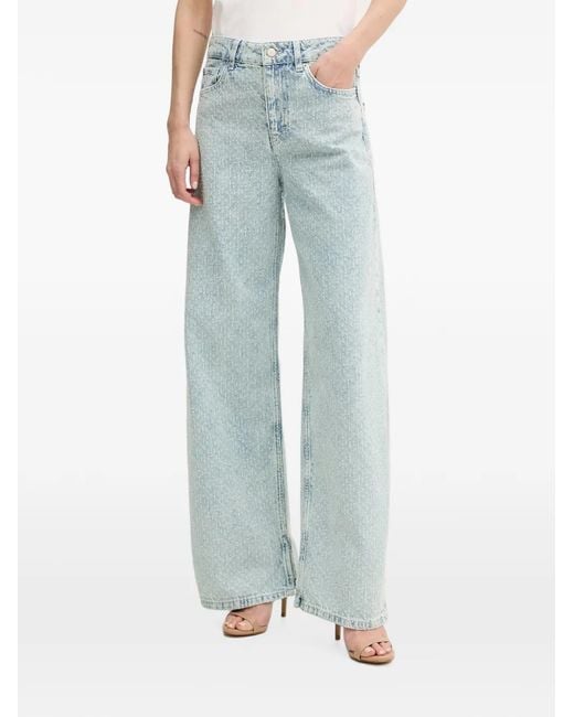 Sisley Blue Distressed Wide-Leg Jeans