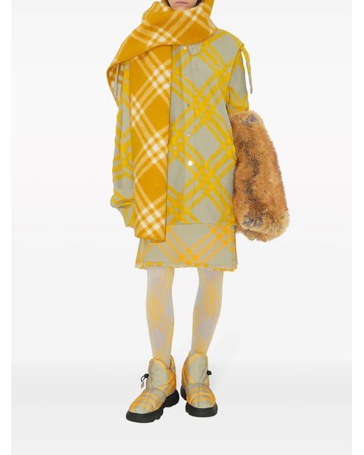 Burberry Yellow Check-Pattern Wool-Blend Shirt