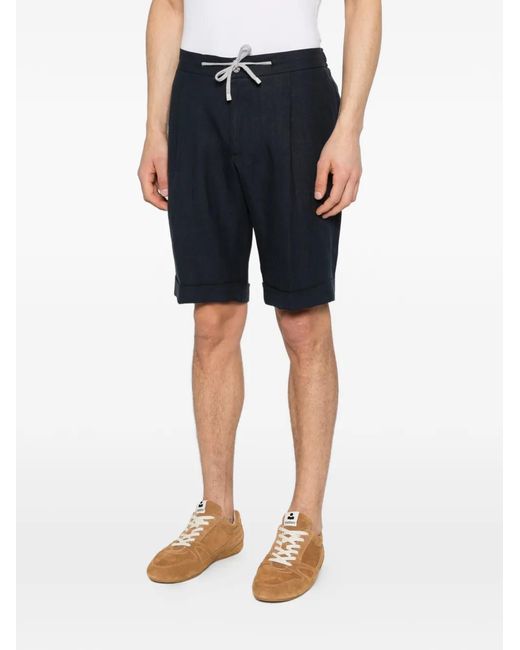 Arte' Black Drawstring Pleated Shorts for men