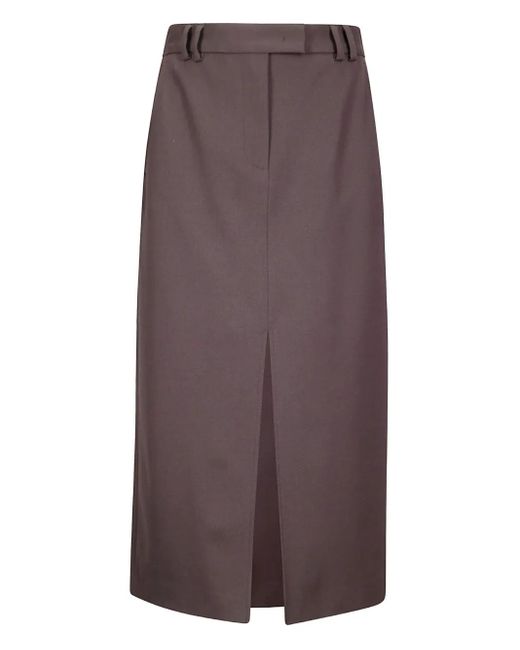 Alberto Biani Brown Front-Slit Pencil Skirt