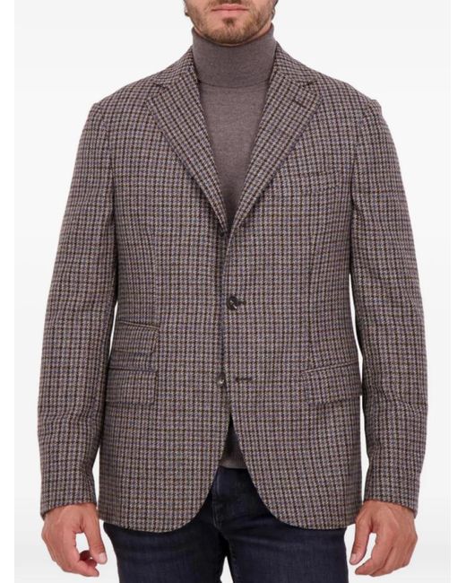 Slowear Brown Houndstooth-Pattern Montedoro Jacket for men