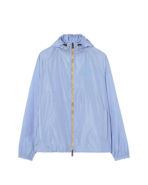 Burberry Blue Checker-Tape Nylon Hooded Jacket for men