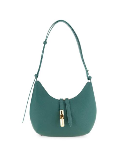 Furla Green Small Goccia Leather Shoulder Bag