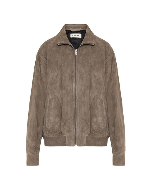 FRAME Brown Suede Bomber Jacket for men