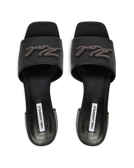 Karl Lagerfeld Black Block-Heel Sandals