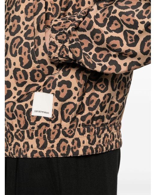 Emporio Armani Brown Cheetah-print Reversible Jacket for men