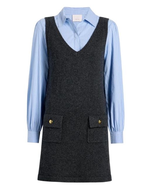 Vestido corto Vivianne con detalle de bolsillo Cinq À Sept de color Blue