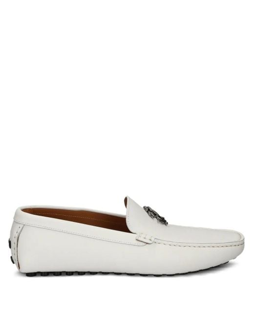 Roberto Cavalli White Leather Loafers for men