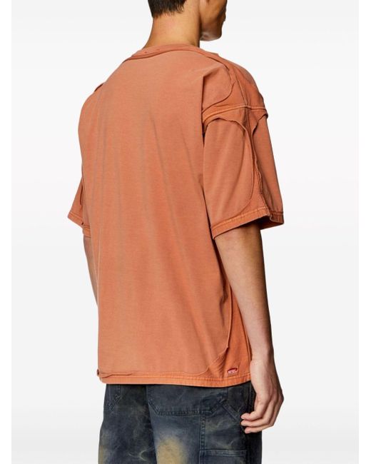 T-shirt à effet usé DIESEL pour homme en coloris Orange