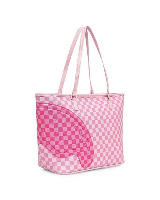 Sprayground Pink Sugar Drip Candy Bite Check-Pattern Tote Bag