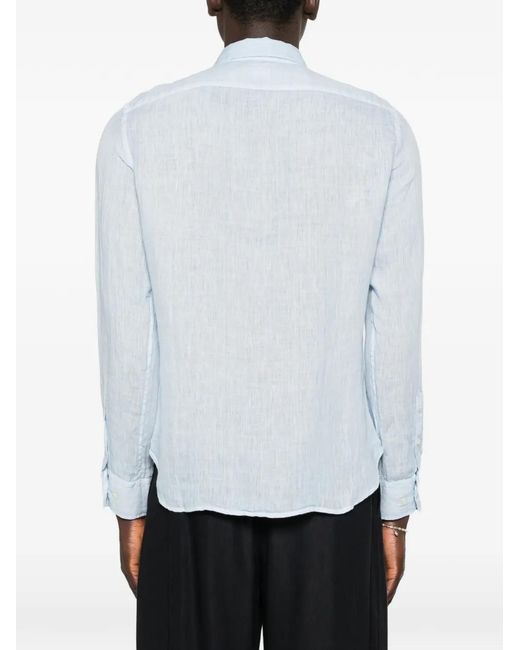 120% Lino Blue Button Shirt for men