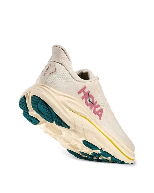 Hoka One One White Clifton 10 Logo-Detail Sneakers