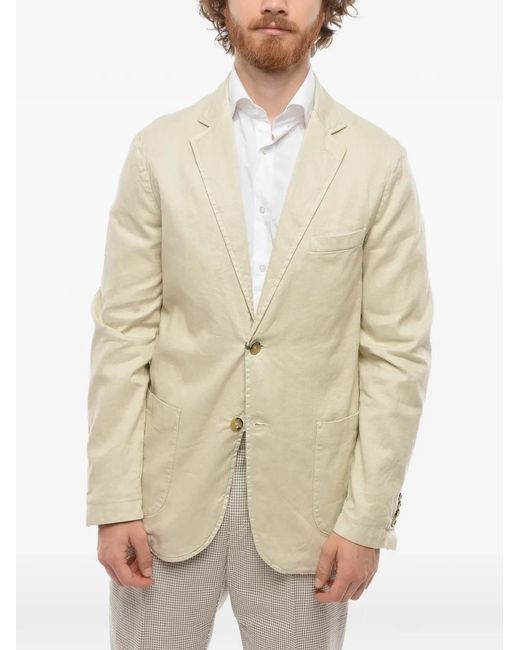 Cruna Natural Single-Breasted Patch-Pockets Blazer for men