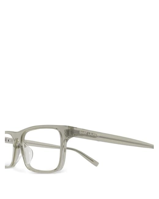 Saint Laurent White Rectangle-Frame Glasses