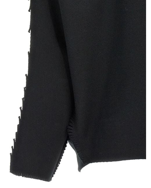 Issey Miyake Black Frayed-detail jumper