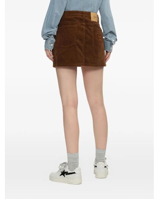A Bathing Ape Brown Heart-Motif Corduroy Mini Skirt