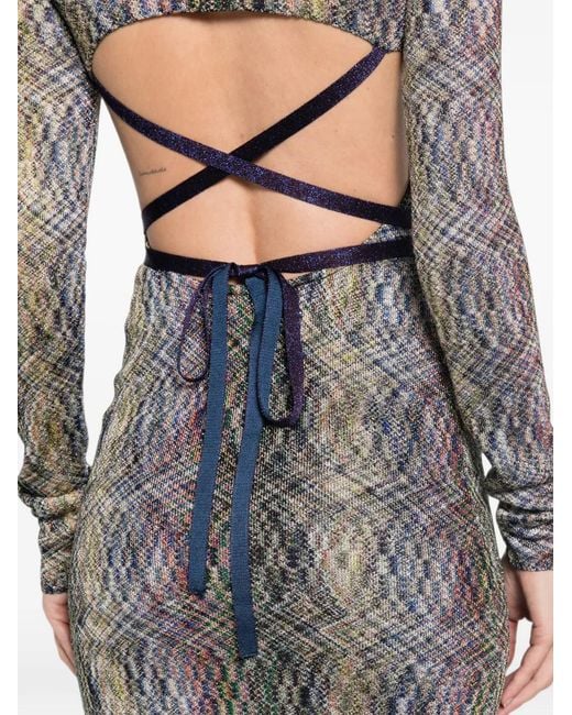Missoni White Zigzag-Knit Open-Back Dress