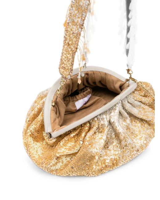 SLO_HAND_MADE Natural Beaded-Embellished Clutch Bag