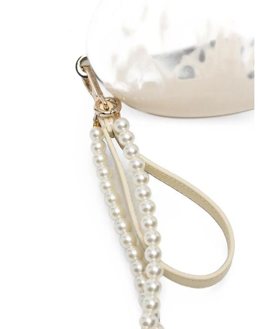 Simone Rocha White Pearl-Embellished Shell-Shaped Cross Body Bag