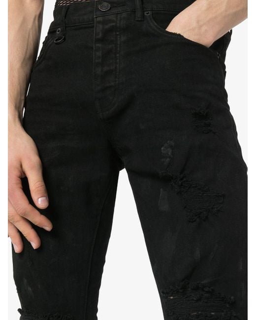 Purple Brand 'Oil Spill' Skinny-Jeans in Black für Herren
