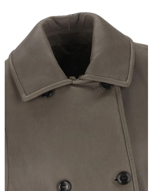 Max Mara Brown Double-Breasted Shearling Coat