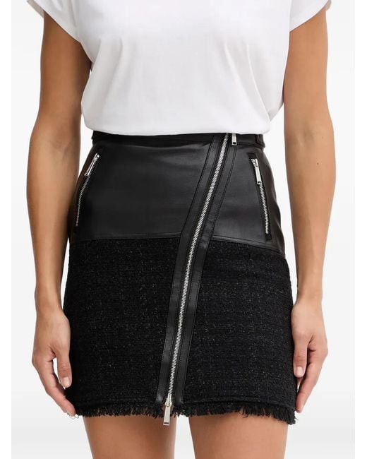 Karl Lagerfeld Black Zip Faux-Leather Mini Skirt