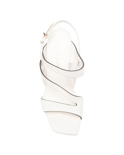 Bruno Premi White Margot Strappy Leather Sandals
