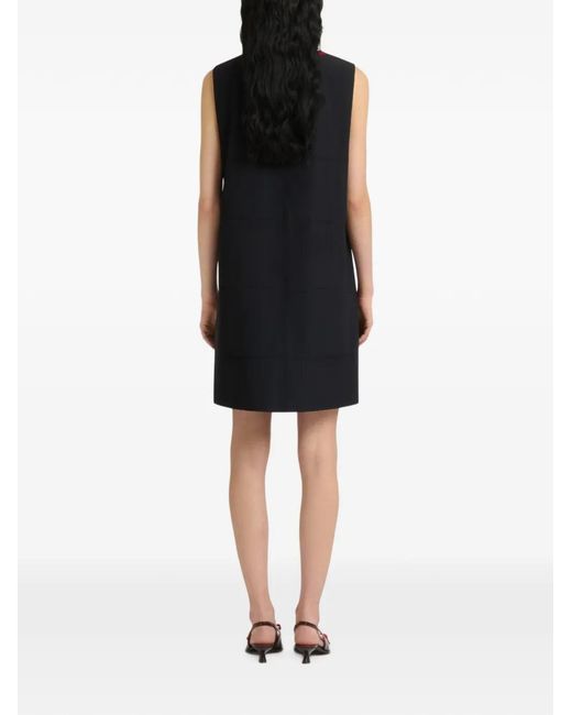 Marni Black Robe Courte Sans Manches À Design Plissé