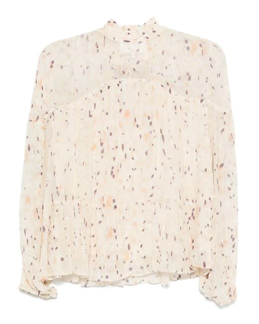 Ba&sh Natural Kamala Bow-Detailed Printed Blouse