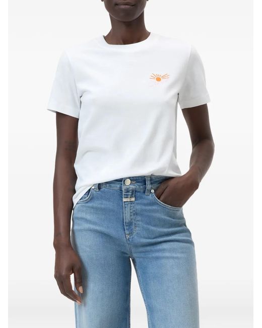 Closed White Embroidered Basic T-Shirt