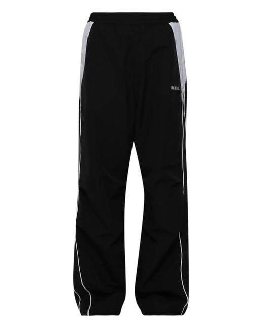 Rhude Black Side-Stripe Track Pants for men
